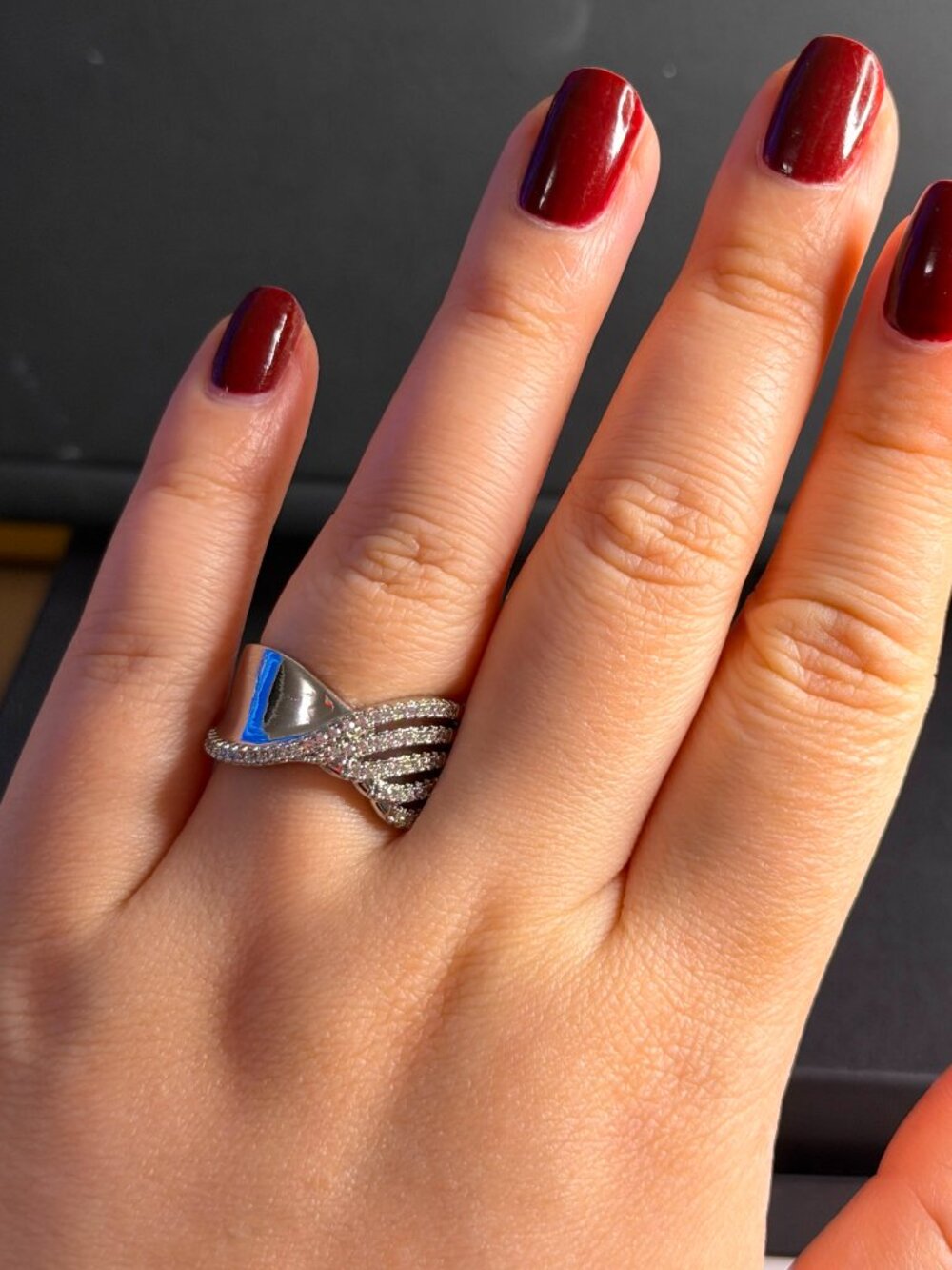 Glam Chic Silver Ring | Layered Pavé Crystal Statement Jewelry